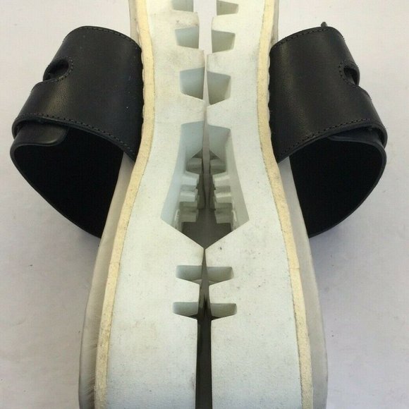 Rag & Bone Seldon Leather Sandal Slide blk wht Sz6 - Picture 5 of 9
